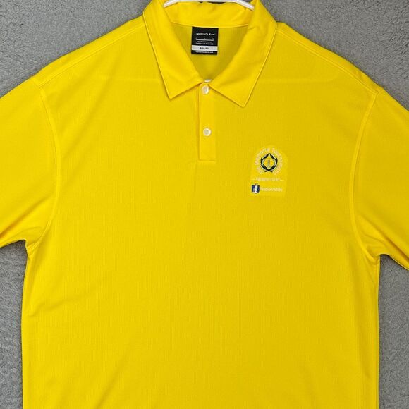 Nike Golf The Memorial Tournament Polo Shirt Mens Large Dri-Fit Yellow Rugby